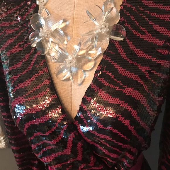 Stunning MICHEAL KORS pink / black zebra patterned sequin dress size s - Picture 3 of 10